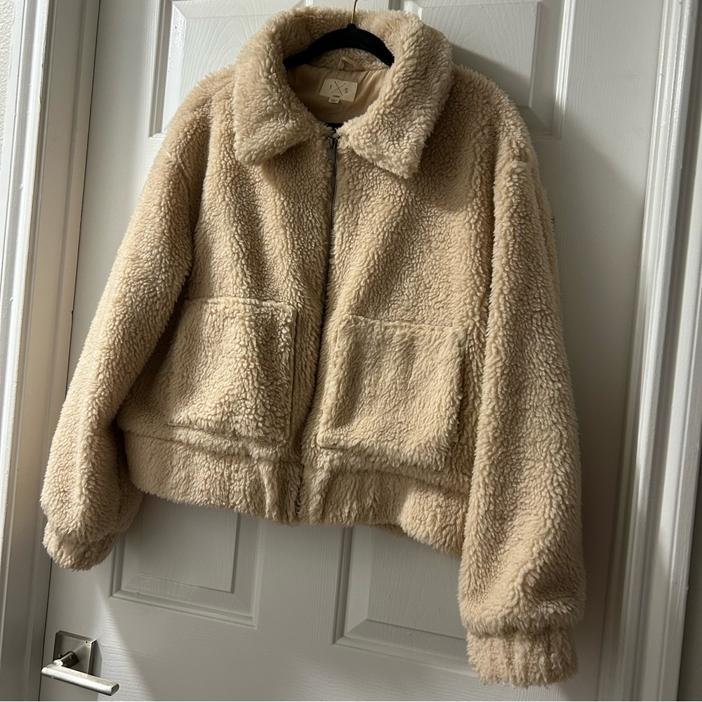 Cozy Teddy Zip-Front Jacket - Cream